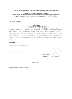 Senát, Info o počtu a sídle vol. okrsku